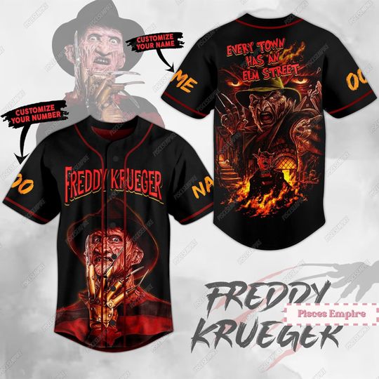 Freddy Krueger Jersey, Freddy Krueger Baseball Jersey, Horror Movie Shirt