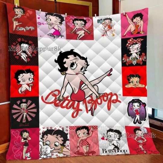 Betty Boop Quilt Blanket, Betty Boop Blanket, Betty Boop Bedding Blanket