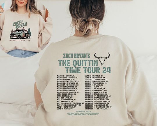 Zach Bryan The Quittin Time Tour 2024 Sweatshirt, Country Music Singer