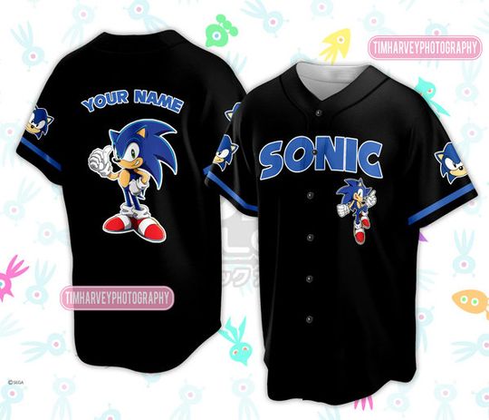 Custom Sonic the Hedgehogg Baseball Jersey Personalized Sonic Shirt