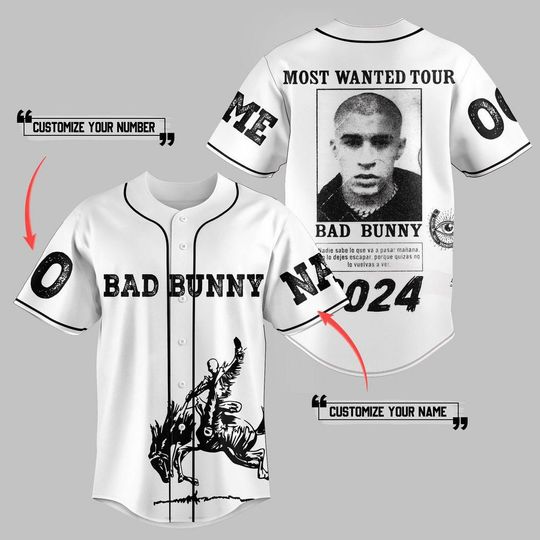 Bunny Wanted Tour 2024 Personalized Baseball Jersey