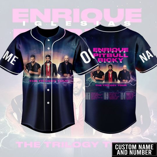 Enrique Iglesias Pitbull Ricky Tour 2024 Baseball Jersey