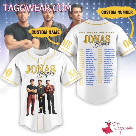 Personalized Jonas Brothers Five Albums One Night Tour Baseball Jersey