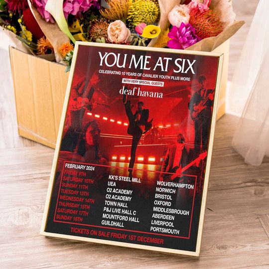 You Me At Six Cavalier Youth 10th Anniversary UK Tour poster