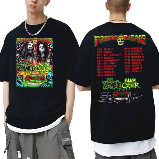 Hot Rob Zombie Alice Cooper Freaks On Parade Tour Shirt