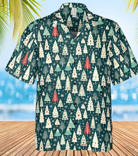 Christmas Tree Hawaiian Shirt Short Sleeve Unisex Gift For Fans