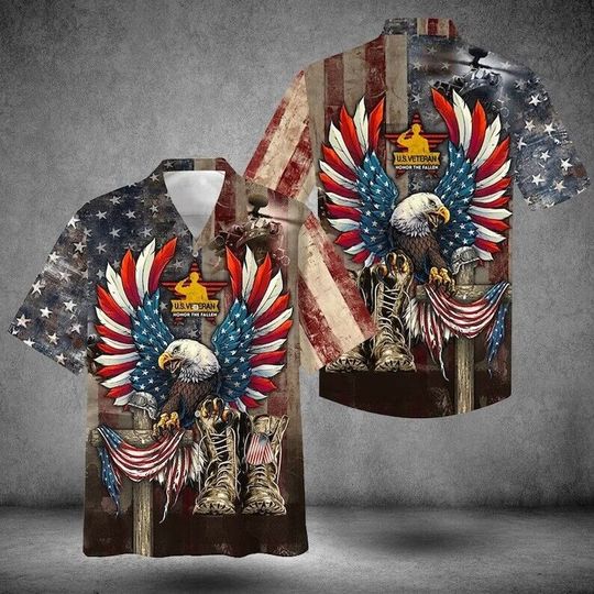 Honor The Fallen US Veteran Hawaii Shirt, Button Up Shirt, US Veteran Shirt