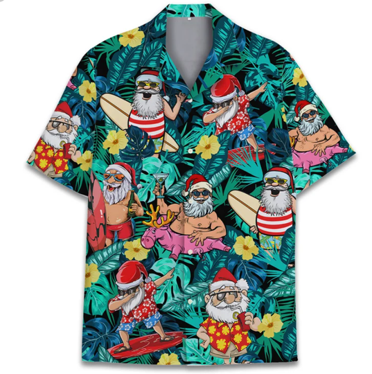Santa Claus Hawaiian Shirt For Men Women, Tropical Santa shirt