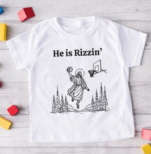 Funny Easter He Is Rizzin Shirt, He is Risen Funny Easter Jesus Shirt