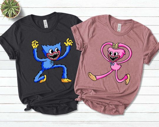 Huggy Wuggy And Kissy Missy Poppy Playtime Shirt, Horror Game T-Shirt