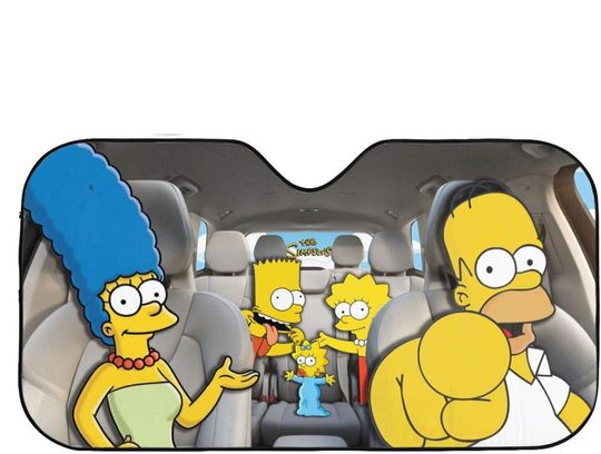 The Simpsons Are We There Yet Sunshade, Funny Simpsons Driving Car Windshield