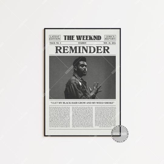 Weeknds Retro Newspaper Print, Reminder Poster