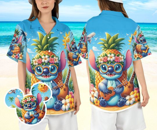 Stitch Pineapple Beach Hawaiian Shirt, Tropical Stitch Lover Hawaii Shirt