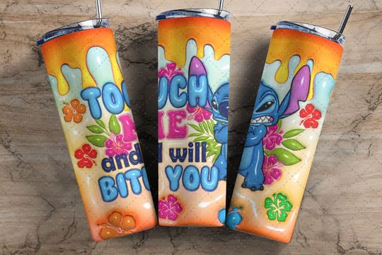 Touch Me And I Will Bite You Stitch Tumbler with Lid and Straw
