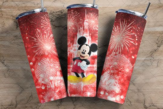 Mickey Glitter Tumbler with Lid and Straw