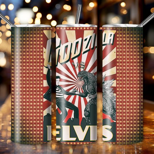 Elvis Presly King of Rock and Roll Tumbler with Lid and Straw