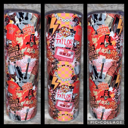Taylor and Kelce Inspired 20oz Tumbler with Lid and Straw