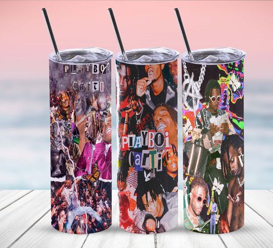Playboi Carti Tumbler with Lid and Straw