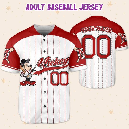 Personalized Crimson Mickey On Game Day Baseball Jersey Shirt