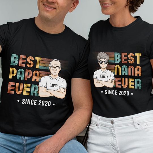Best Grandparents Ever Personalized Matching Couple Husband Wife Anniversary Gift T-Shirt