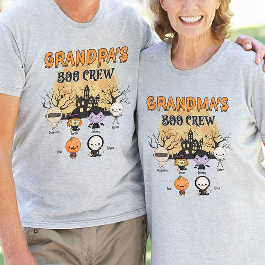 Grandpa Grandma's Boo Crew Personalized Matching Couple Husband Wife Anniversary Gift T-Shirt