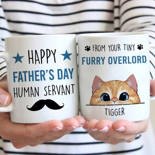 Happy Father's Day Human Servant Cat Owner Father's Day Gift Personalized Custom Mug