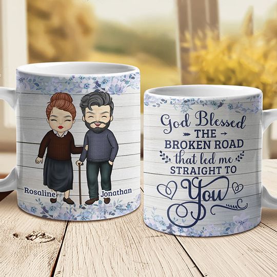 God Blessed The Broken Road That Led Me Straight To You Couple Wifey Hubby Personalized 3D Inflated Effect Mugs