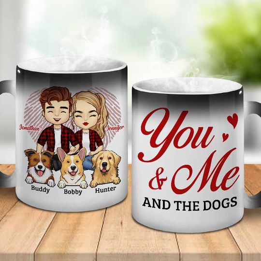You Me And Our Dogs Husband Wife Anniversary Personalized Color Changing Magic Mug