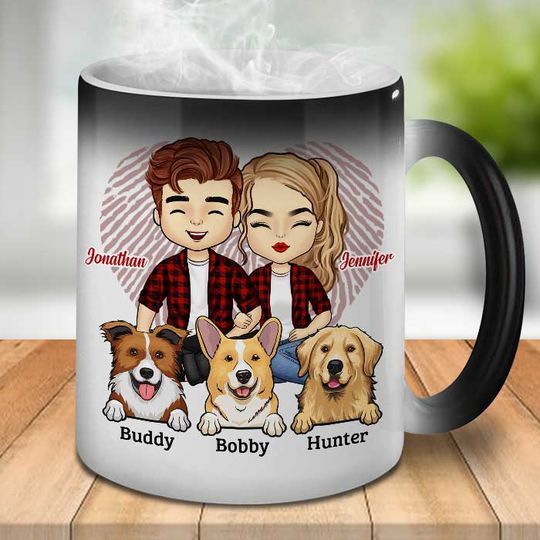You Me And Our Dogs Husband Wife Anniversary Personalized Color Changing Magic Mug