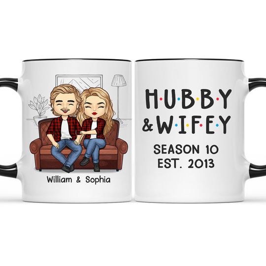 Hubby And Wifey Couple Personalized Custom Accent Mug