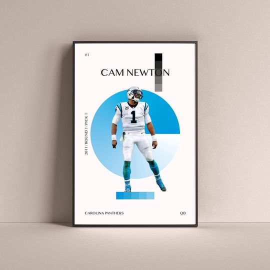 Cam Newton Poster, Carolina Panthers Art Print Minimalist Football Wall Decor