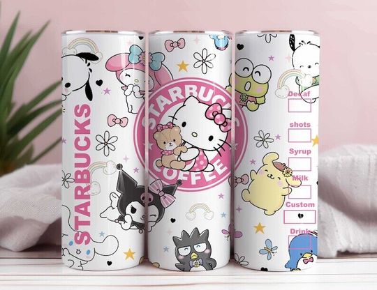 Pink Hello Kitty Spring Flower Tumbler with Lid and Straw