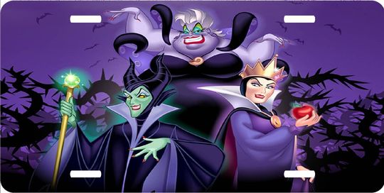 Villains Trio - Ursula, Maleficent Disney License Plate