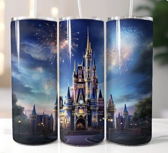 Disney Inspired Castle 20oz Tumbler with Lid and Straw