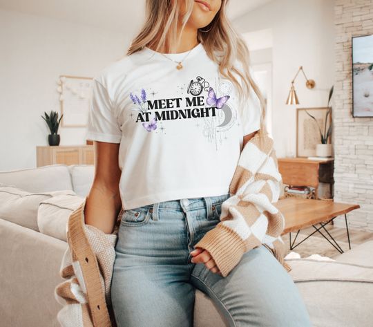 Meet Me At Midnight Taylor Crop Top Shirt, Taylor Flowy Cropped Tee