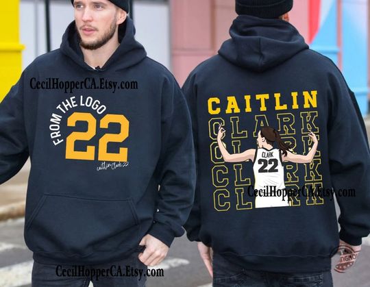 Retro Caitlin Clark Basketball Hoodie, From The Logo 22, Vintage Graphic Hoodie