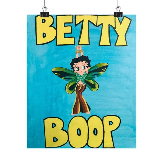 Betty Boop Butterfly Hippie Art Premium Matte Vertical Poster