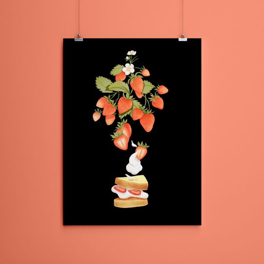 Strawberries and Shortcake Premium Matte Vertical Posters