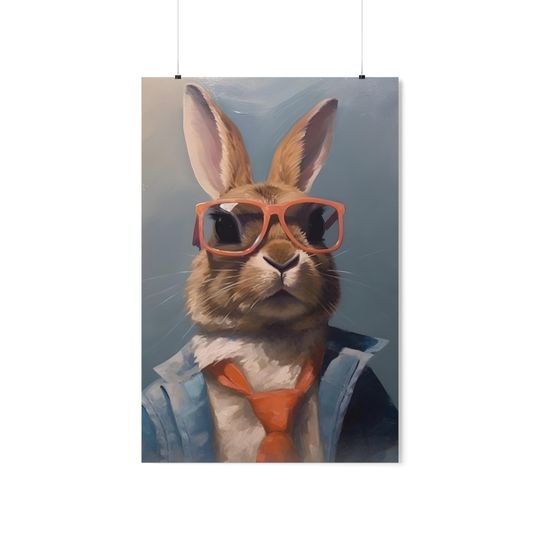 Bunny Wearing Glasses Premium Matte Vertical Posters