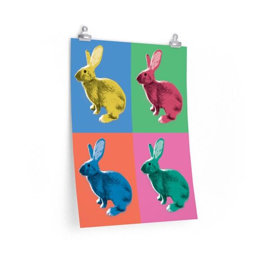 Bunny Rabbit Pop Art Premium Matte Vertical Posters