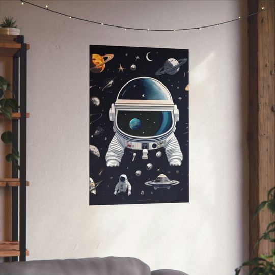 Astronaut Floating in Space Premium Matte Vertical Posters