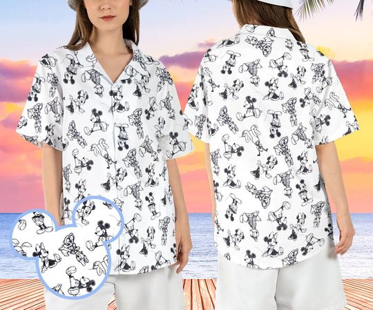 Mickey and Friends Sketch Hawaiian Shirt