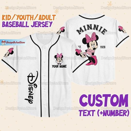Mickey Mouse Jersey, Minnie Mouse Baseball Shirt, Minnie Girls Jersey Shirt