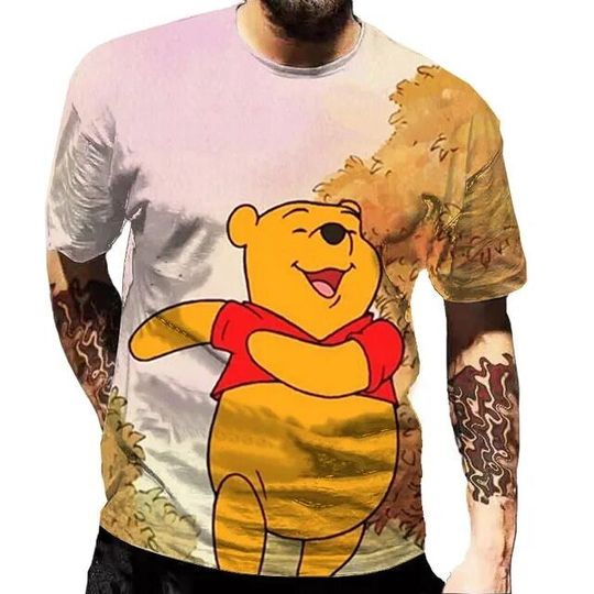 Happy Face Pooh Bear Father's Day Mother's Day Birthday Tshirt 3D Printed