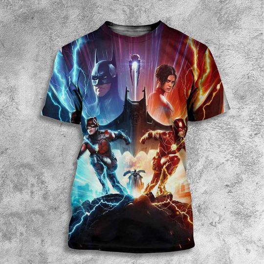 The Flash Movie 2024 With Bat Keaton And Super Girl vs Zod Tshirt 3D Printed