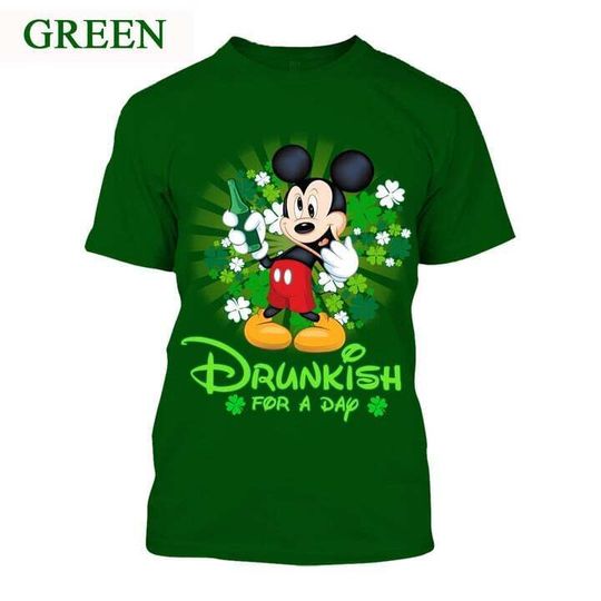 Funny Mickey Mouse Drunkish For A Day Happy Irish Patrick Tshirt 3D