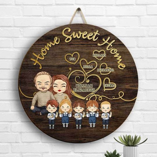 Our Home Is The Best Place Personalized House Warming Gift Family Custom Door Sign