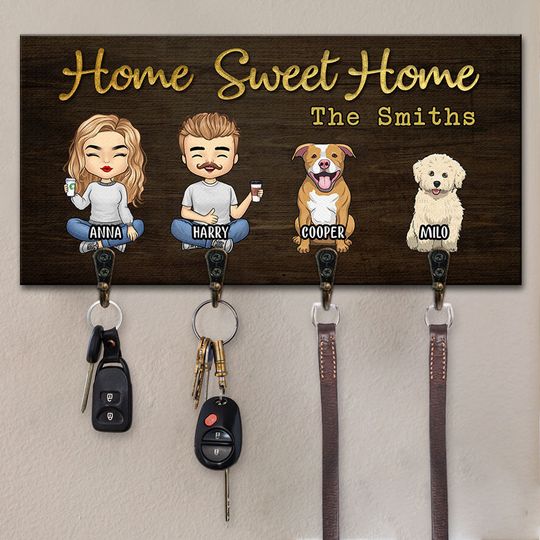 Our Family You Me And The Dogs Husband Wife Dog Lovers Gift Personalized Key Holder