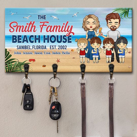 Beach House Where Family Go To Become Friends Couples Husband Wife Anniversary Custom Gift Personalized Key Holder