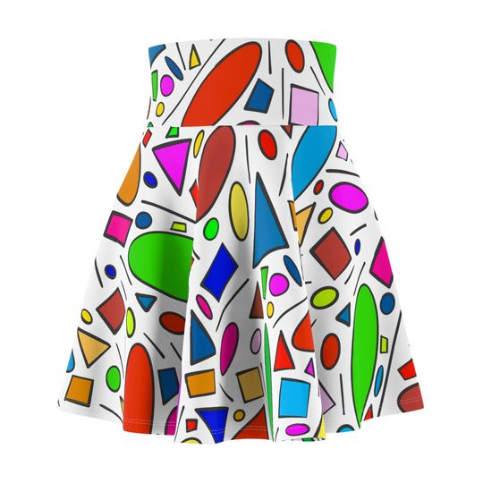 Geometrical Line Skater Skirt, Women's Skater Skirt